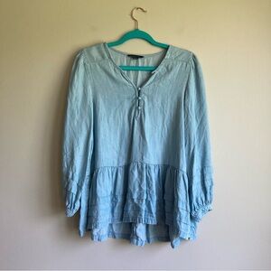 American Eagle Chambray Oversized Peplum Long Sleeve Top M
